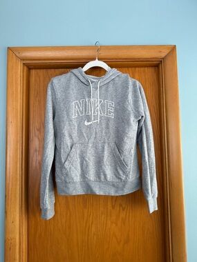 Nike Women's Gray Pullover Hoodie with White Logo